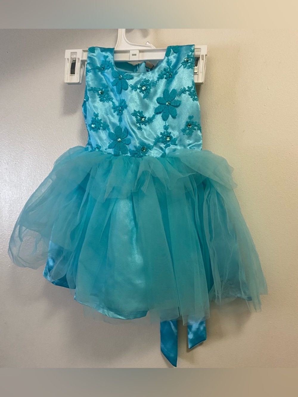 Babyhug Baby Girls Dress 12 To 18 Mo Teal Turquoise Blue Floral Embroidery Tulle